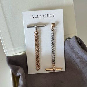 AllSaints Two Tone Toggle Chain Mismatch Earrings ✿ Brand new